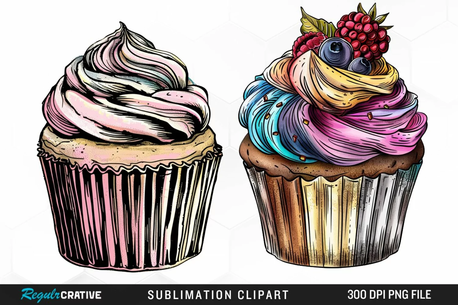 Vintage Cupcake Exquisite Clipart product image 1