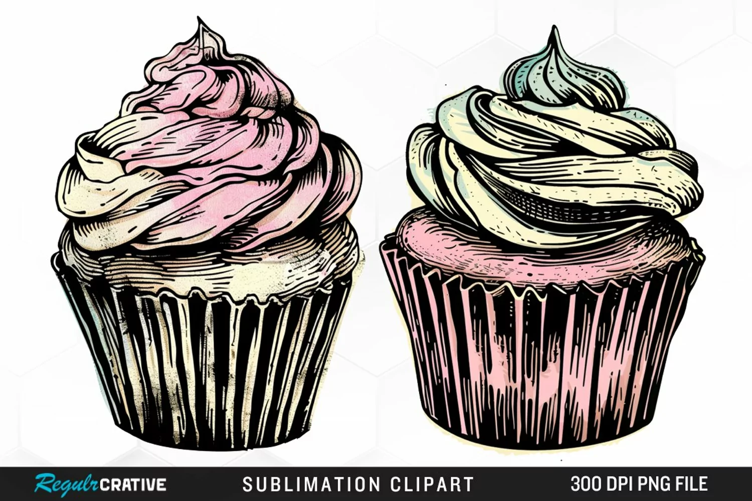 Vintage Cupcake Exquisite Clipart product image 1
