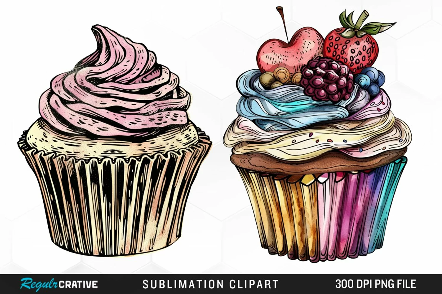 Vintage Cupcake Exquisite Clipart product image 1