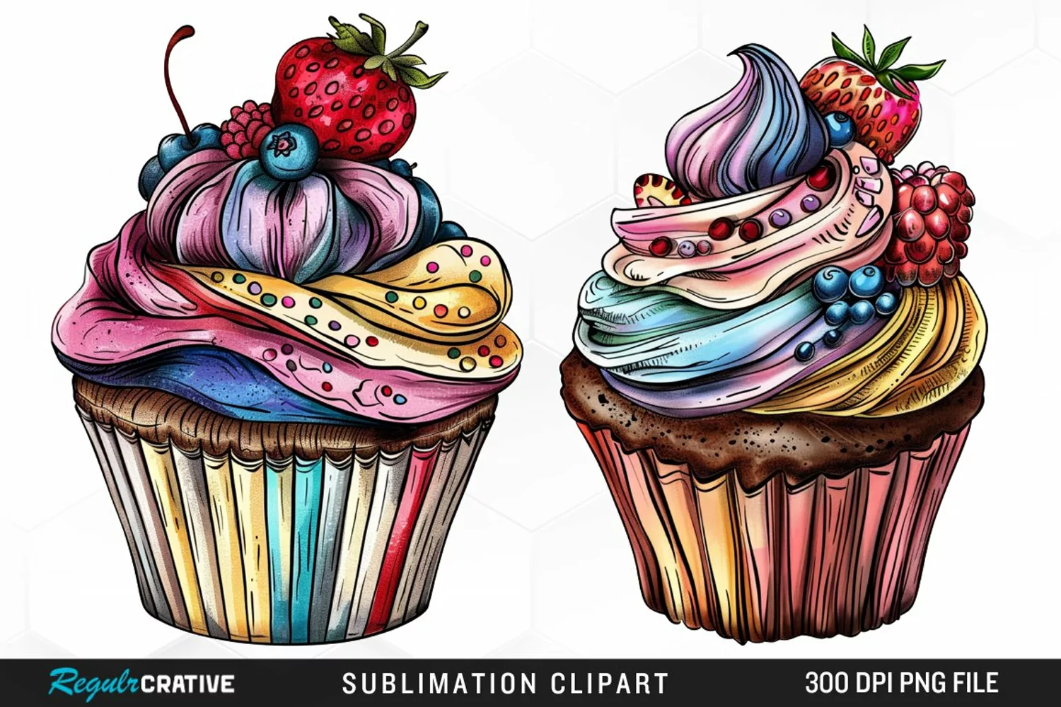 Vintage Cupcake Exquisite Clipart product image 1