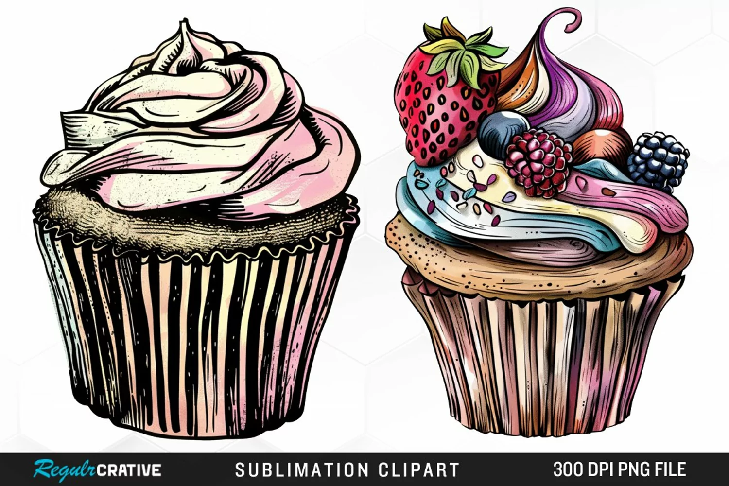 Vintage Cupcake Exquisite Clipart product image 1