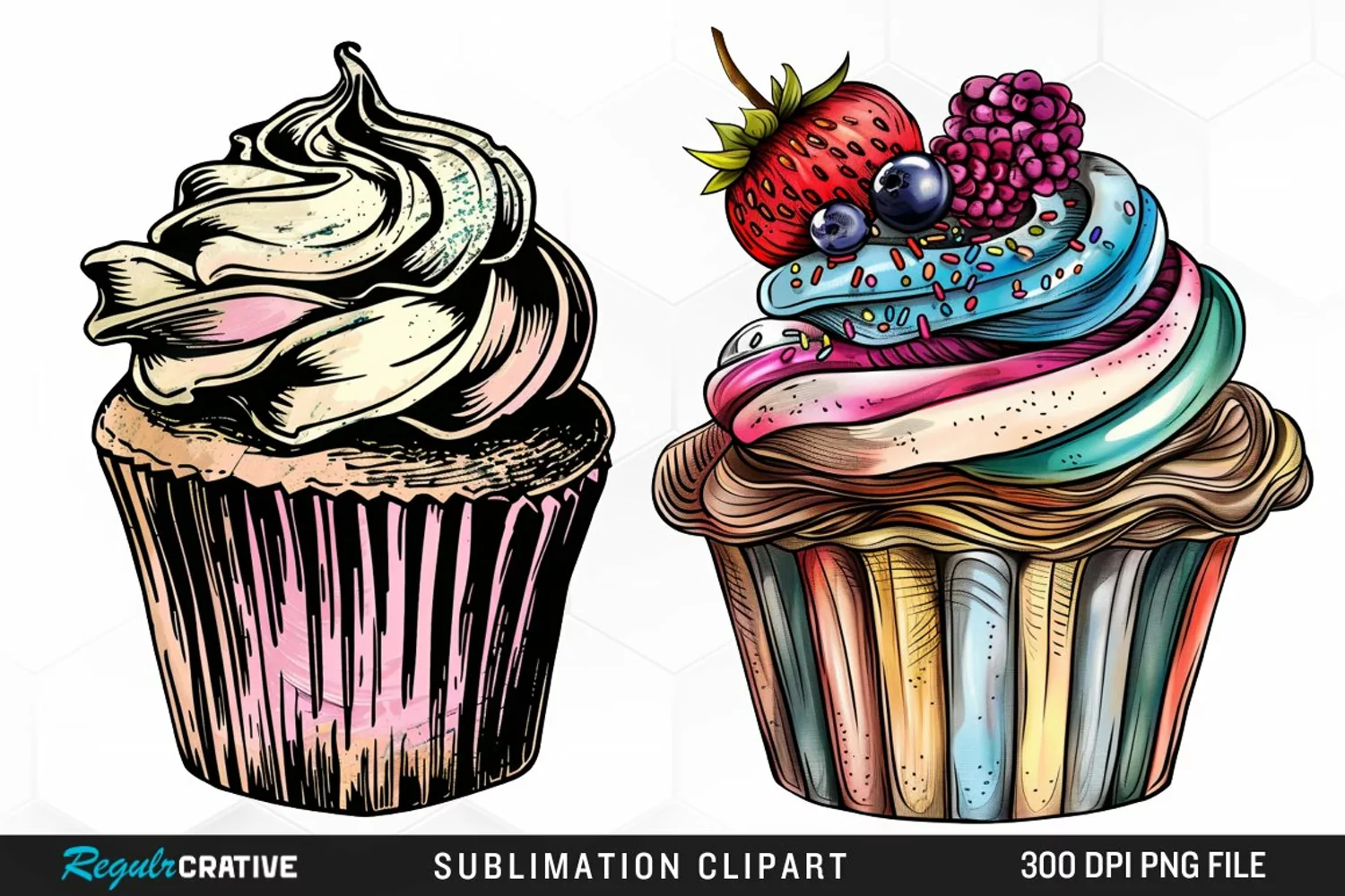 Vintage Cupcake Exquisite Clipart product image 1