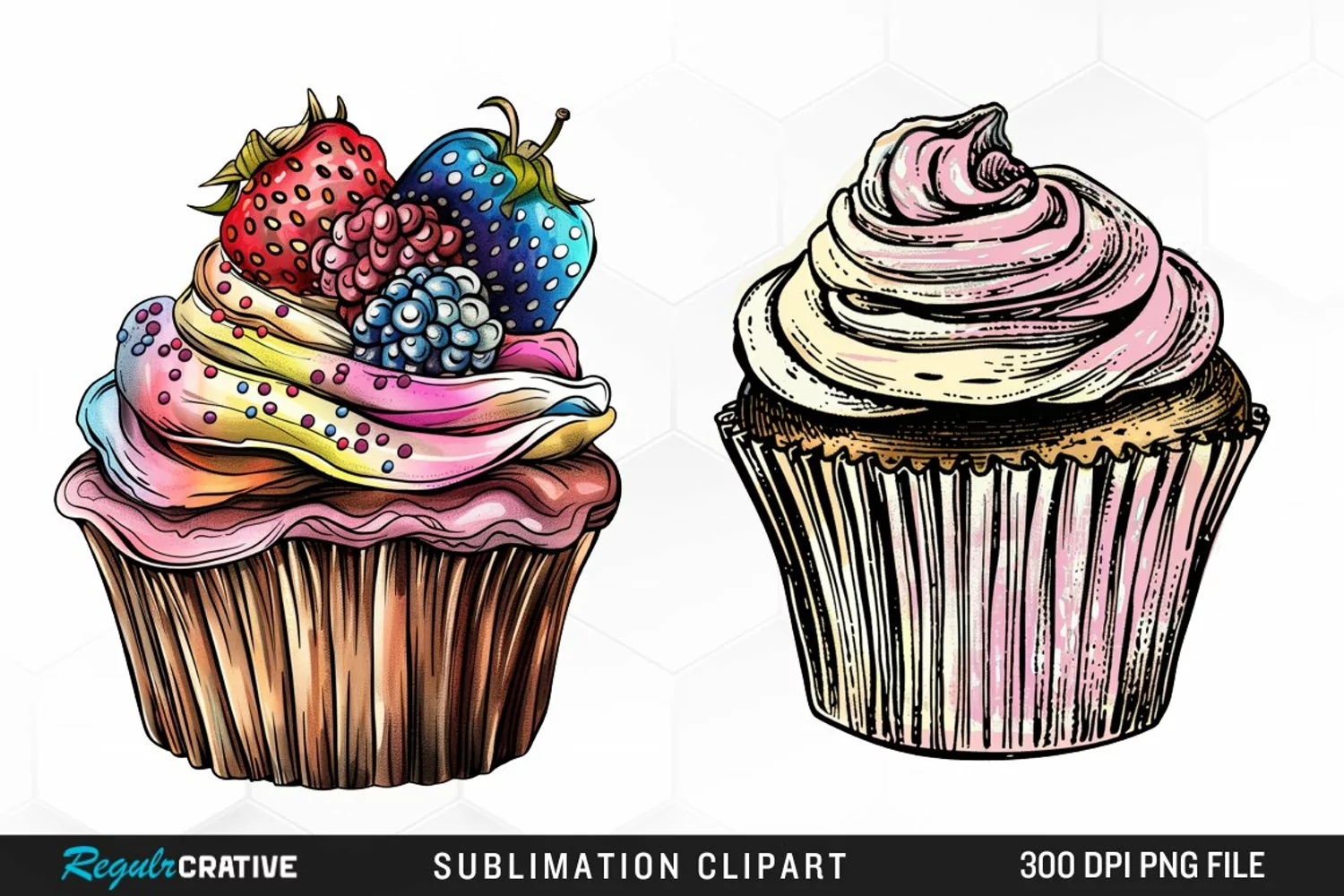 Vintage Cupcake Exquisite Clipart product image 1