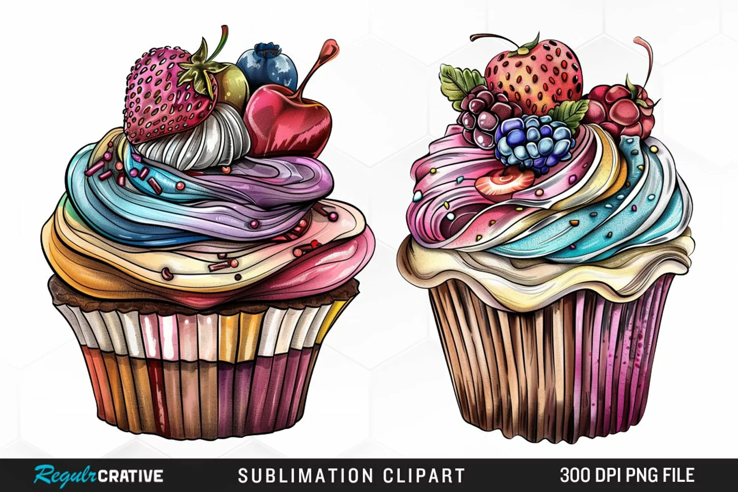 Vintage Cupcake Exquisite Clipart product image 1