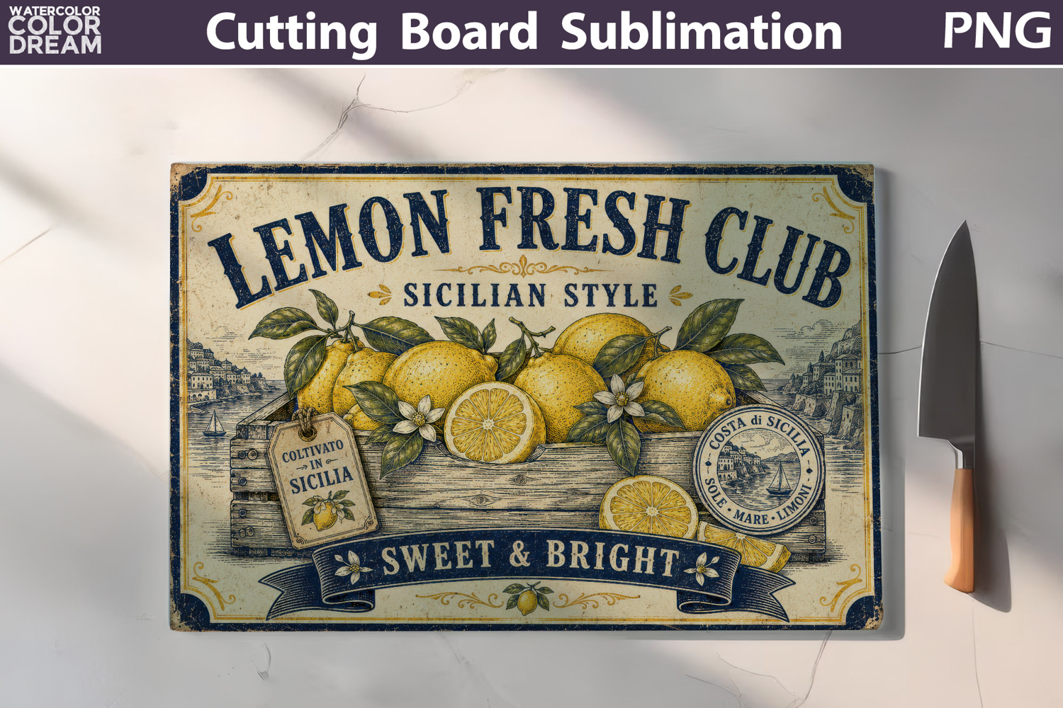 Lemon Fresh Club | Cutting Board Sublimation product image 1