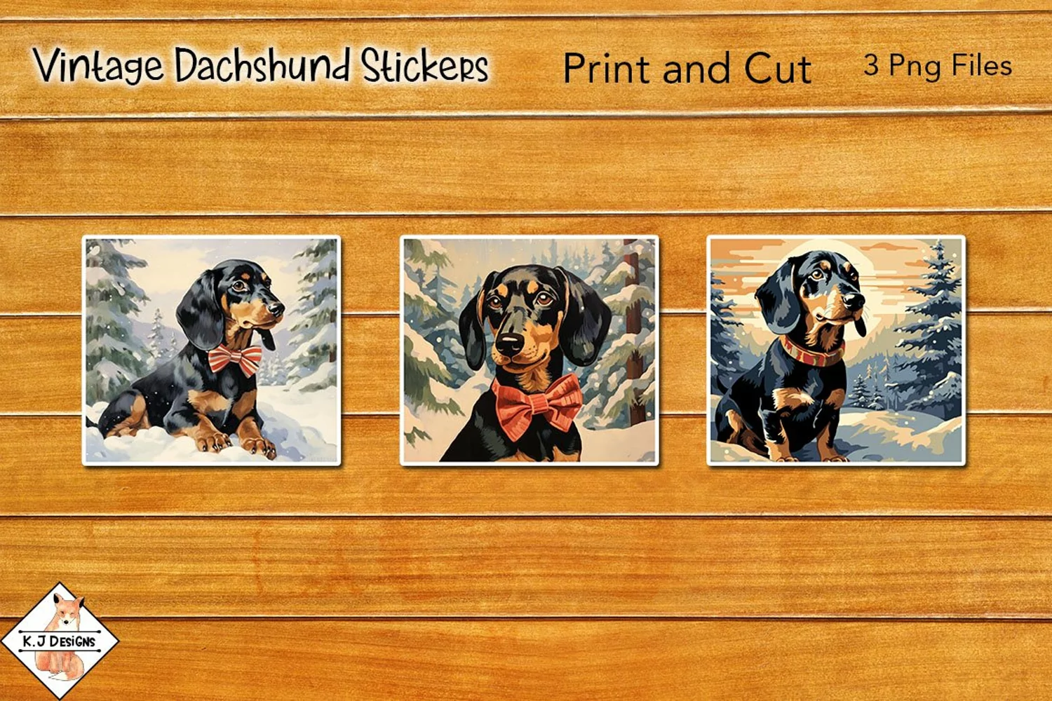 Vintage Dachshund Stickers | Print and Cut product image 1