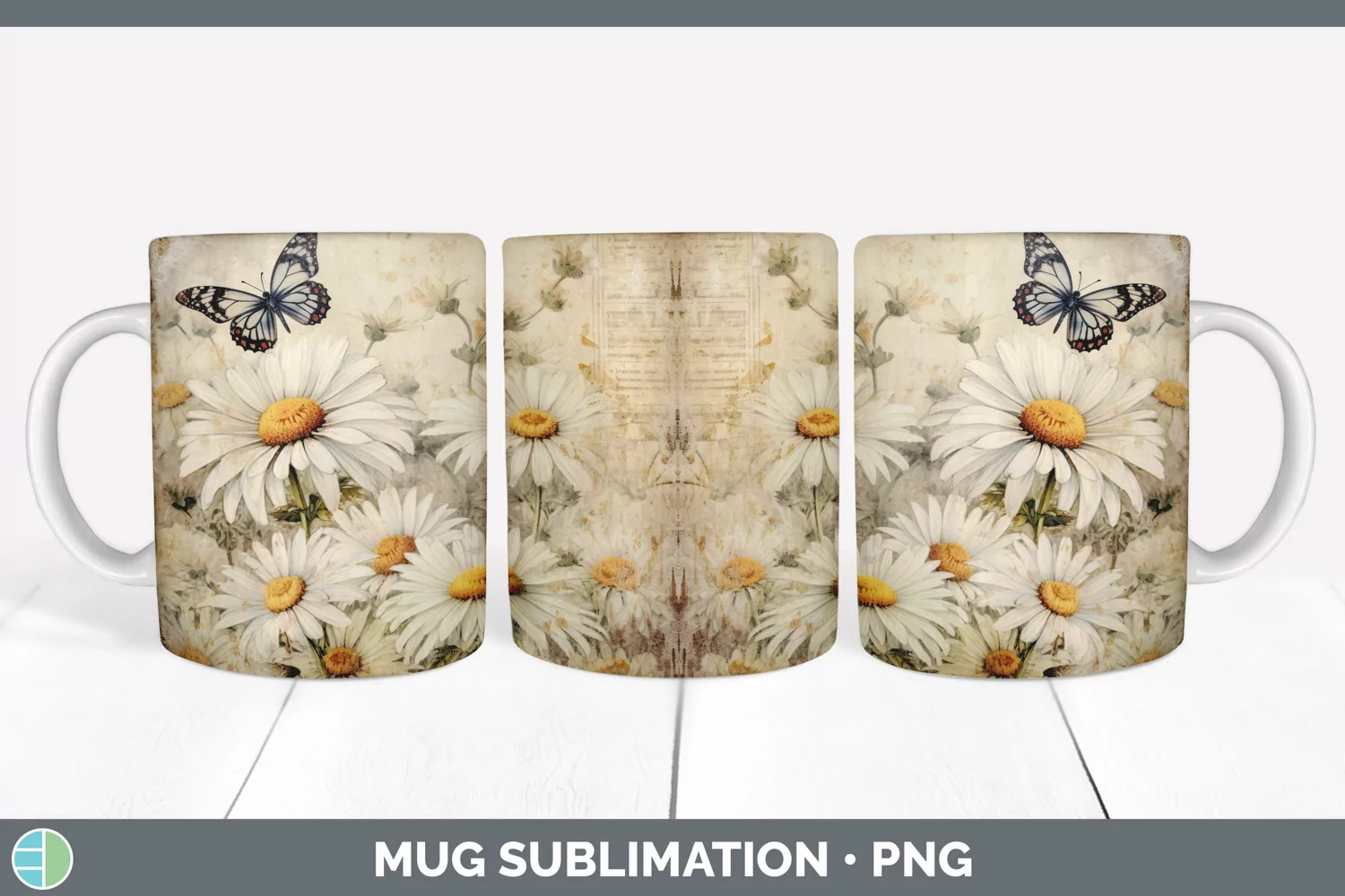 GorgeousDecoupage Daisys Mug Wrap design.