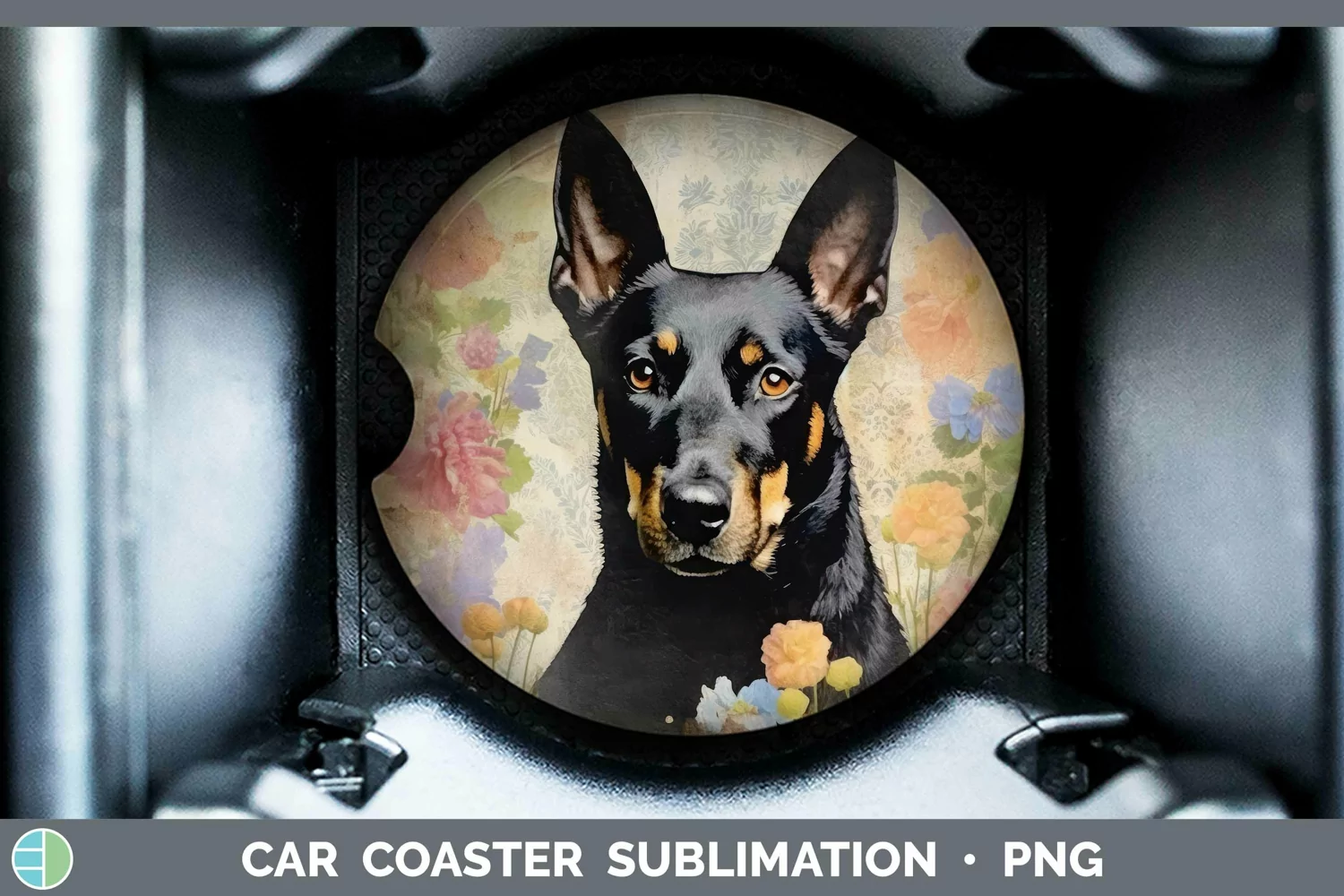 GorgeousVintage Decoupage Car Coaster design.