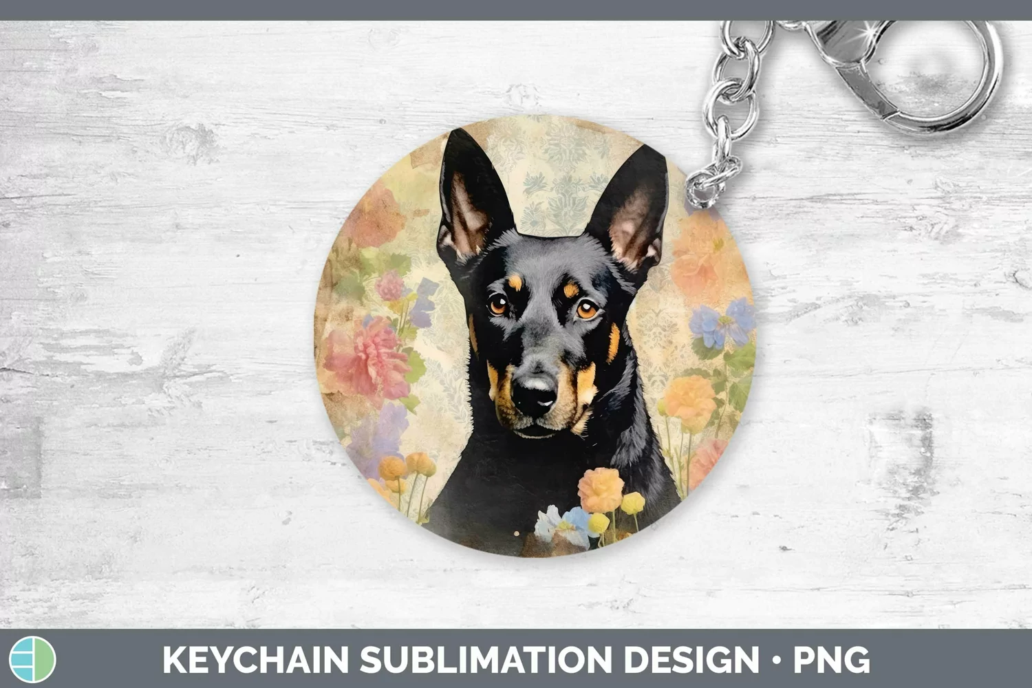 GorgeousVintage Decoupage Keychain design.