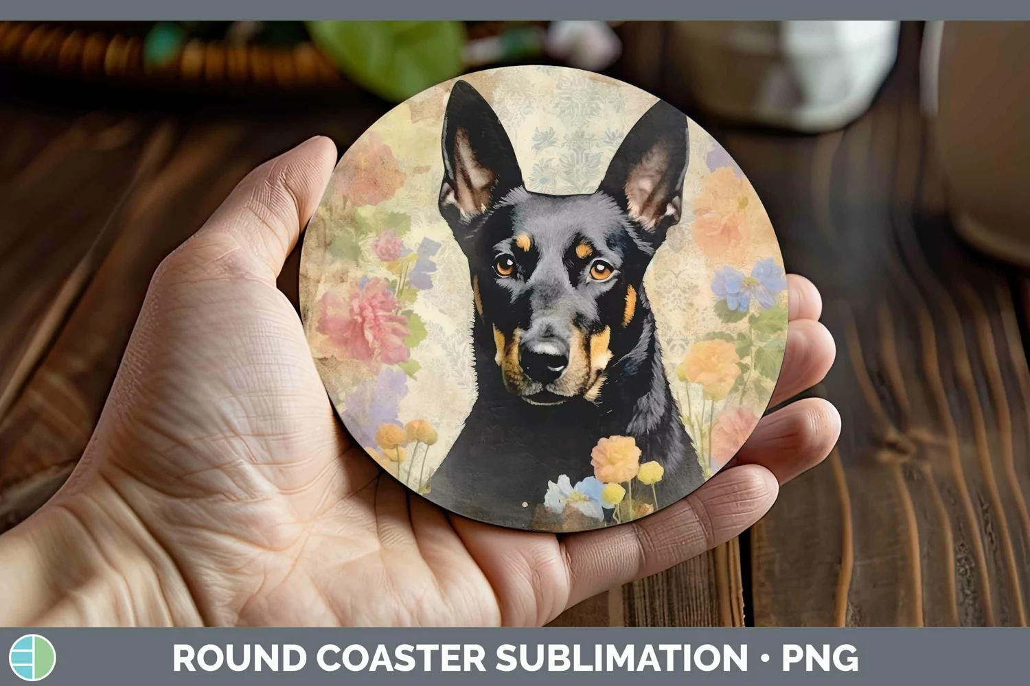 GorgeousVintage Decoupage Round Coaster design.