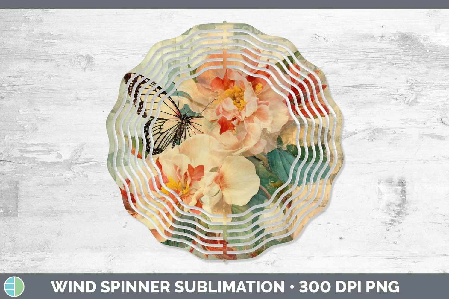 GorgeousVintage Decoupage Wind Spinner design.