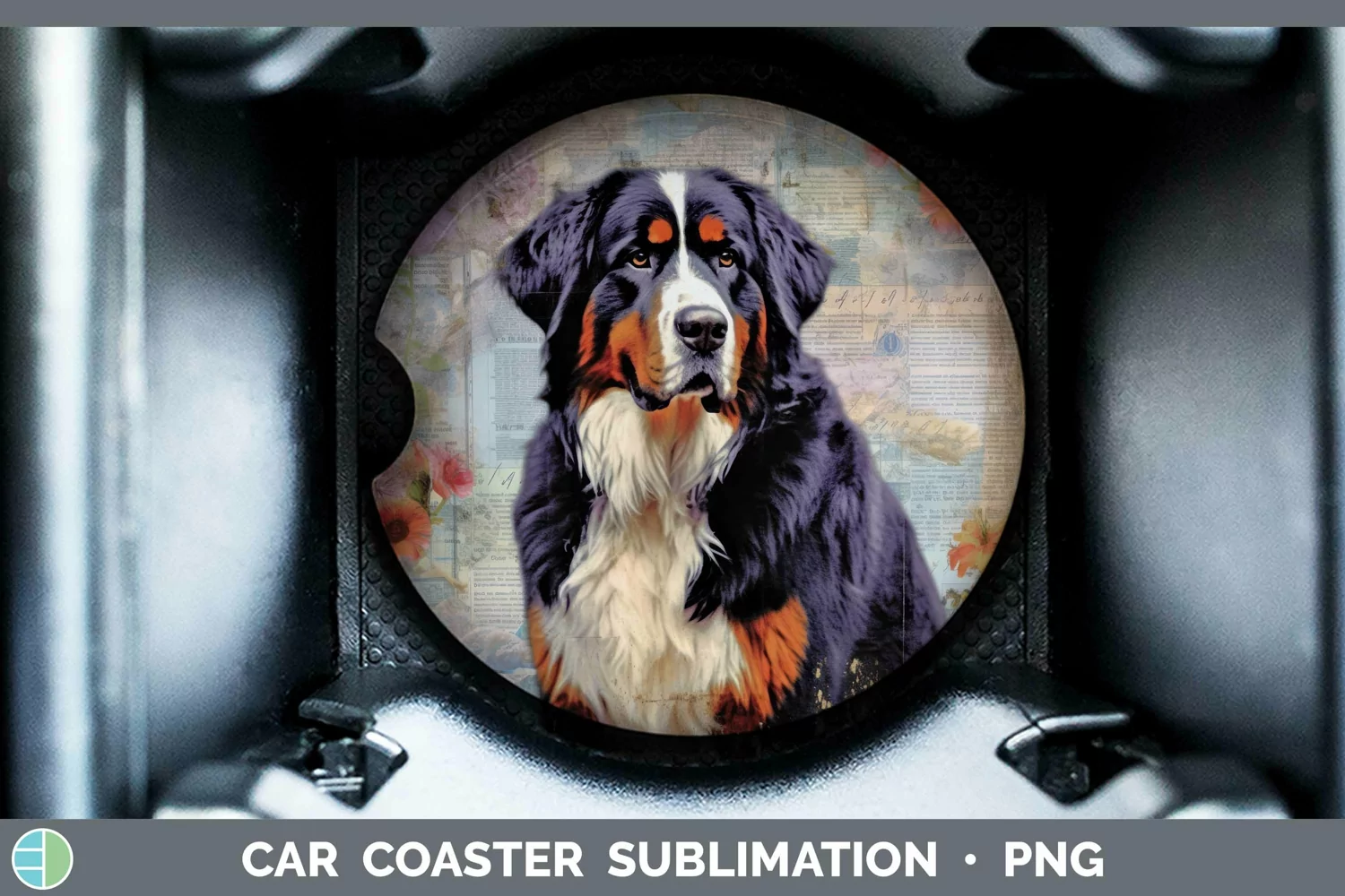 GorgeousVintage Decoupage Car Coaster design.