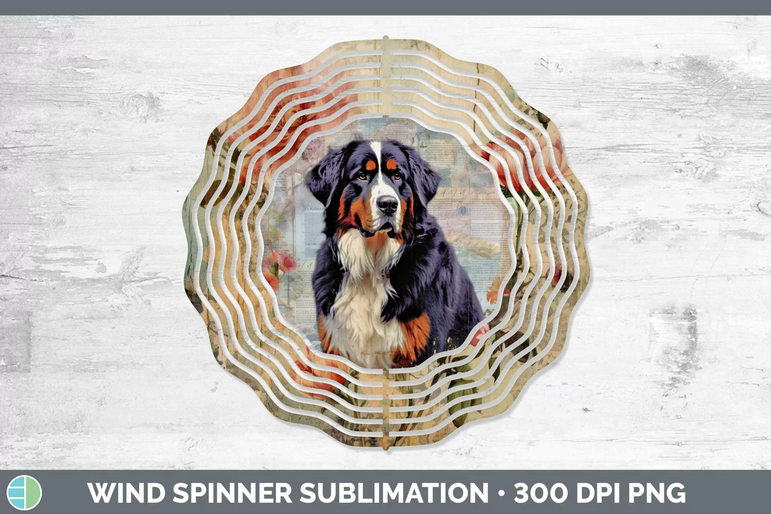 GorgeousVintage Decoupage Wind Spinner design.