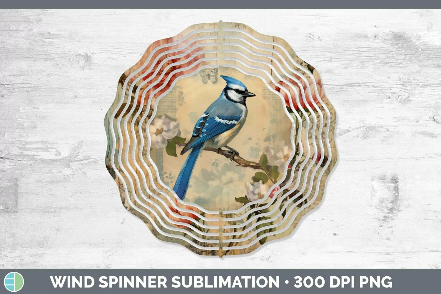 GorgeousVintage Decoupage Wind Spinner design.
