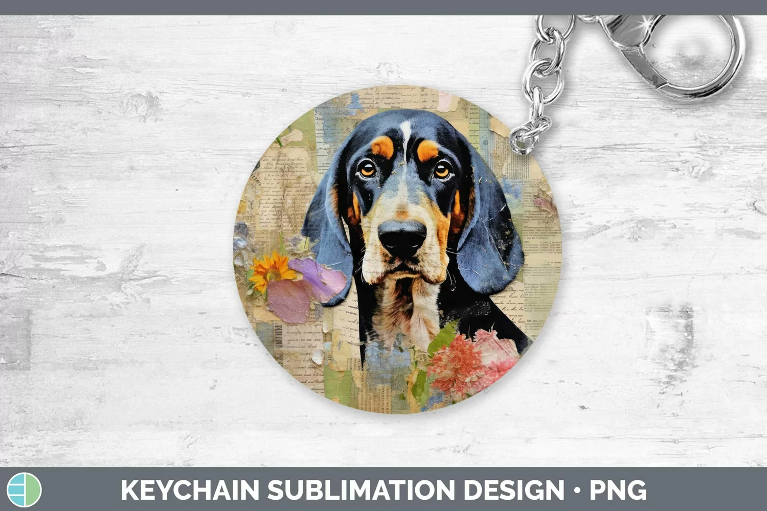 GorgeousVintage Decoupage Keychain design.