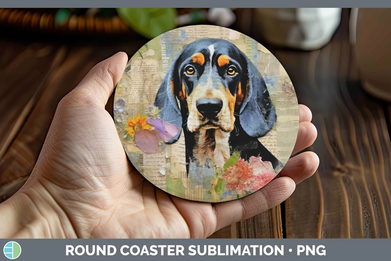GorgeousVintage Decoupage Round Coaster design.