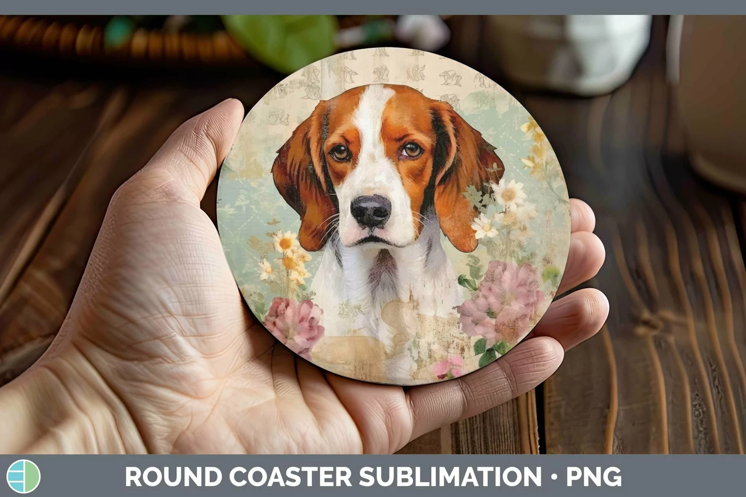 GorgeousVintage Decoupage Round Coaster design.