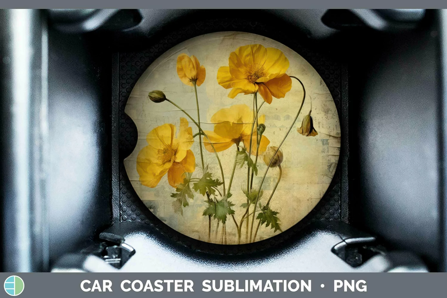 GorgeousVintage Decoupage Car Coaster design.