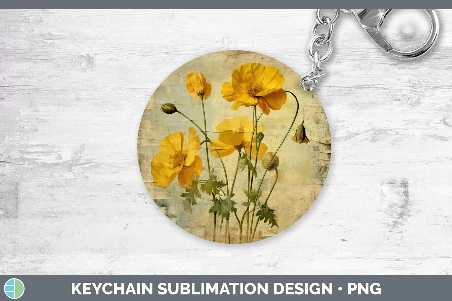 GorgeousVintage Decoupage Keychain design.