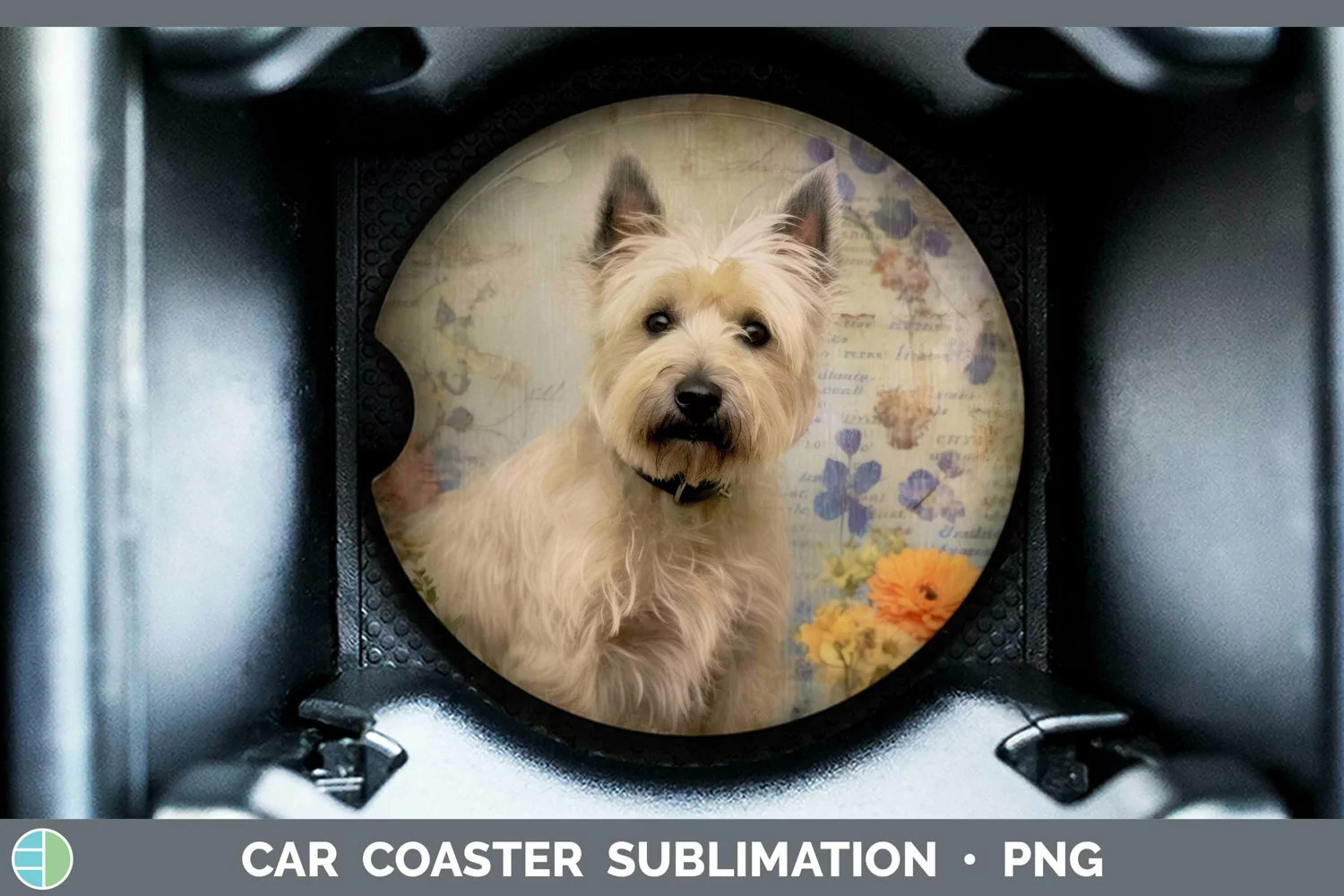 GorgeousVintage Decoupage Car Coaster design.