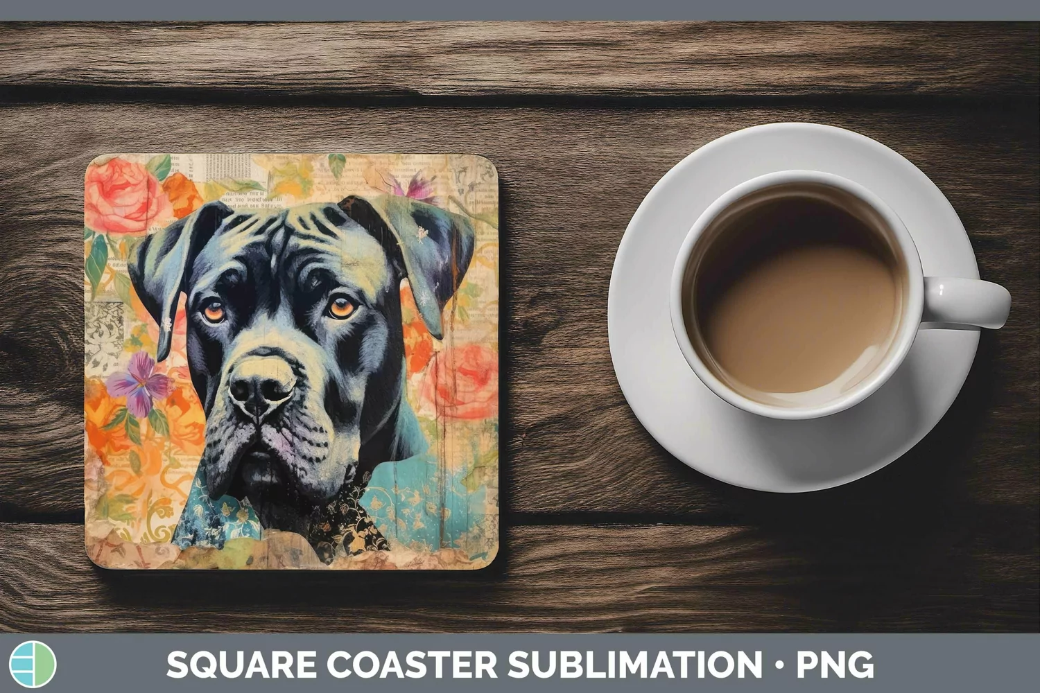 GorgeousVintage Decoupage Square Coaster design.