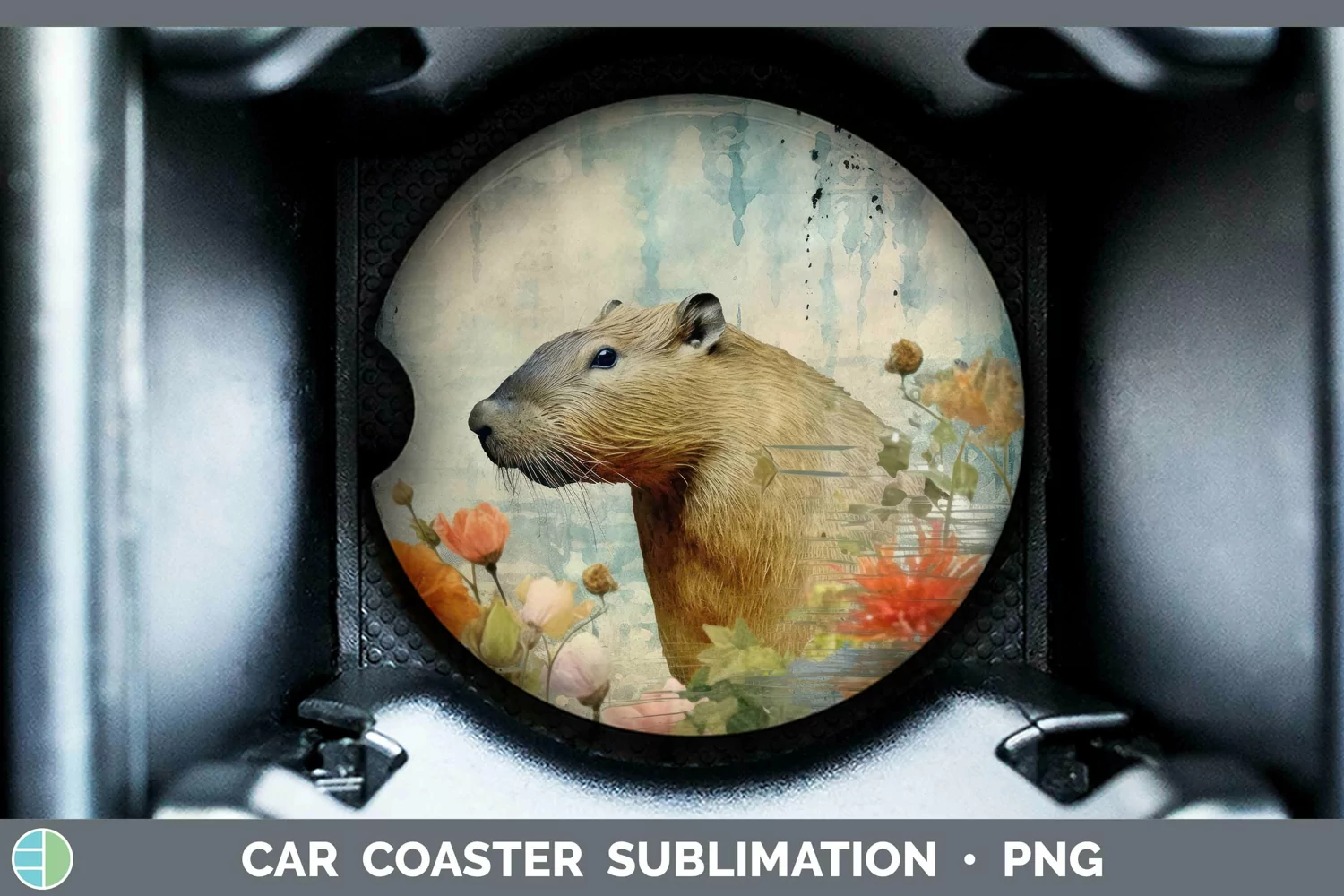 GorgeousVintage Decoupage Car Coaster design.