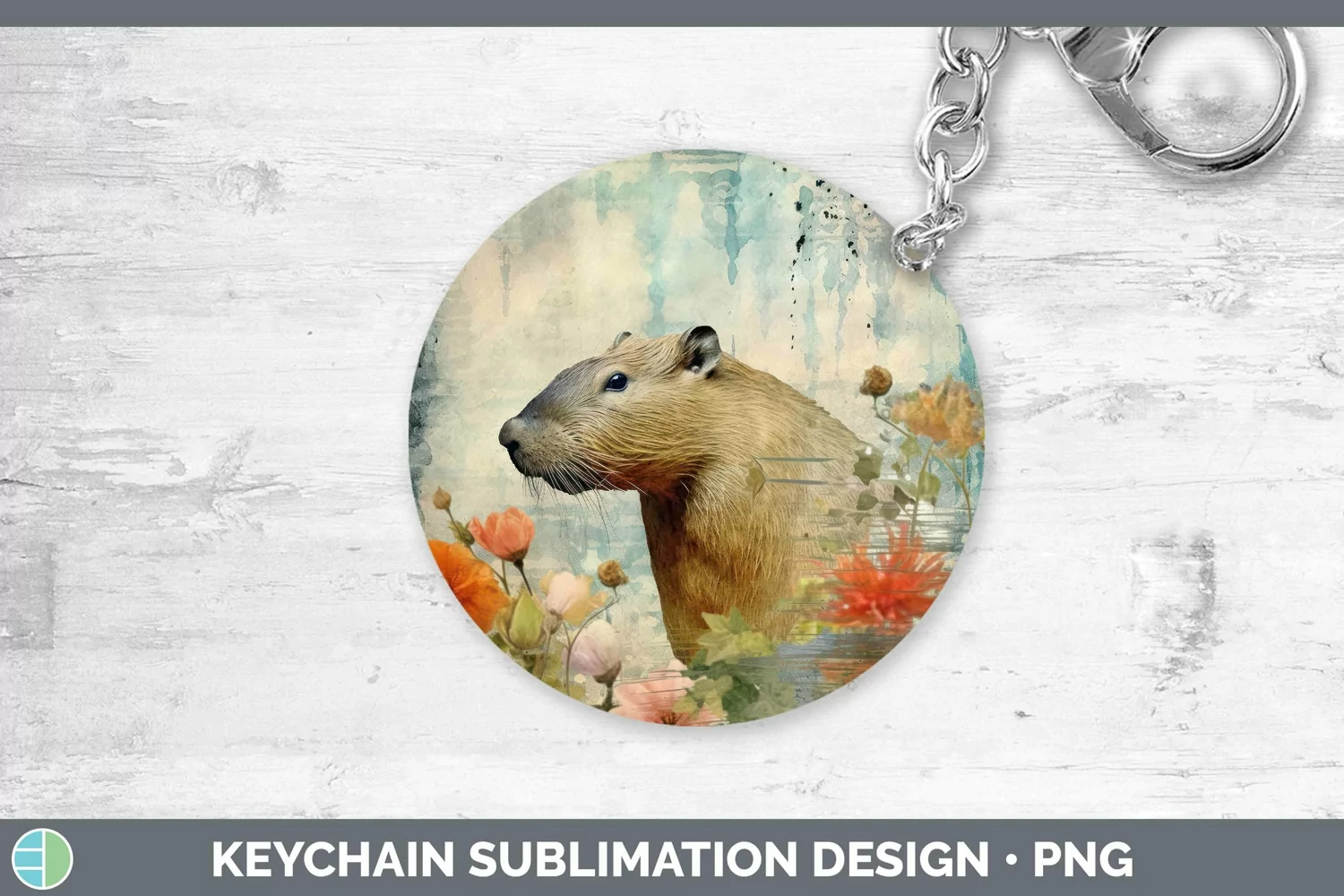 GorgeousVintage Decoupage Keychain design.