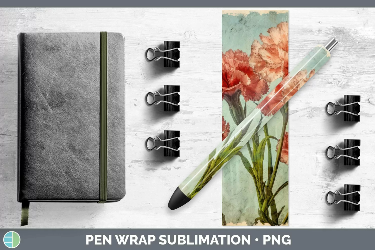 GorgeousVintage Decoupage Pen Wrap design.