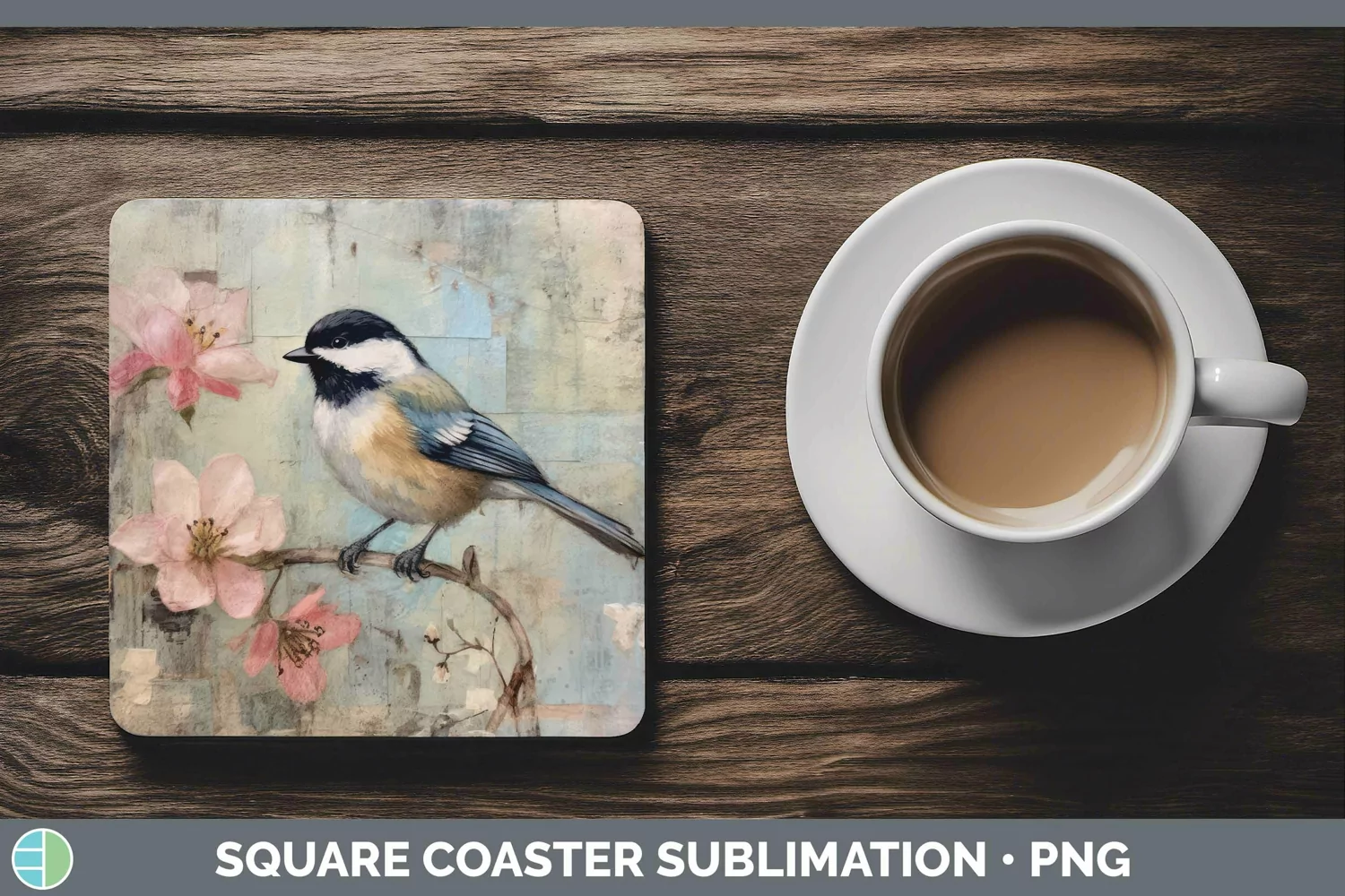 GorgeousVintage Decoupage Square Coaster design.