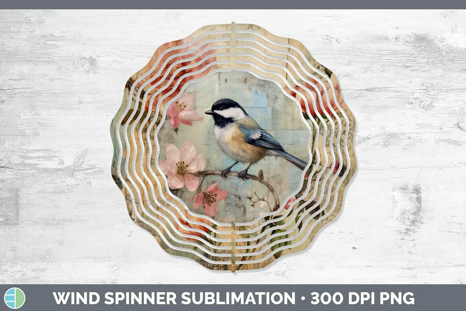 GorgeousVintage Decoupage Wind Spinner design.