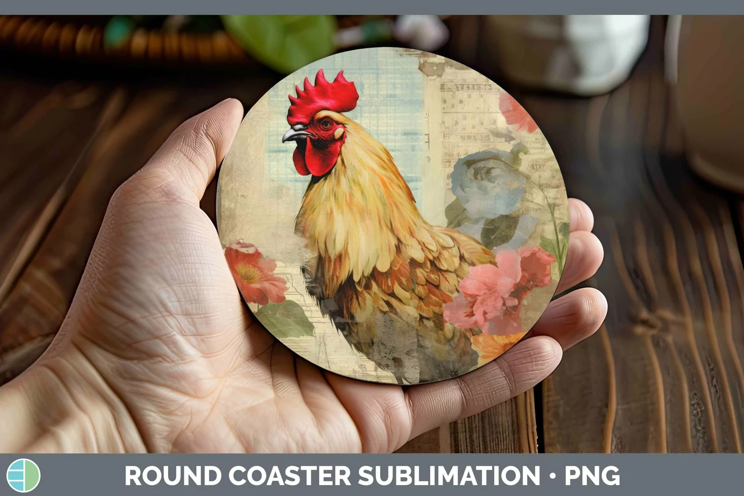GorgeousVintage Decoupage Round Coaster design.