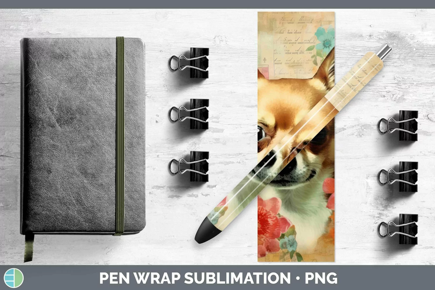 GorgeousVintage Decoupage Pen Wrap design.