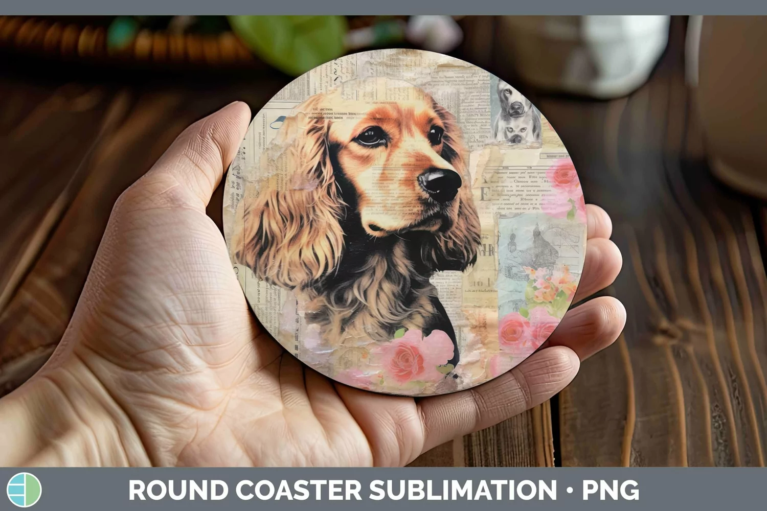GorgeousVintage Decoupage Round Coaster design.