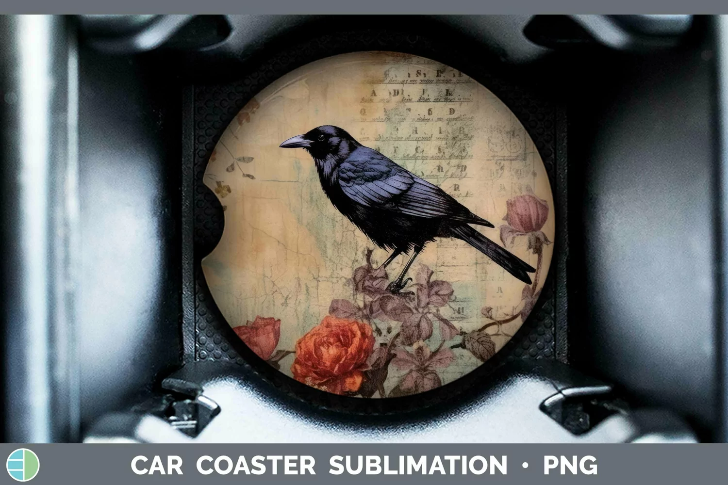 GorgeousVintage Decoupage Car Coaster design.