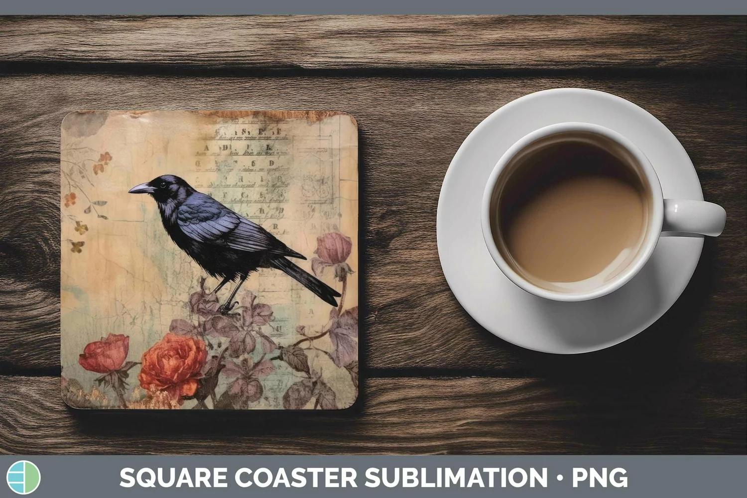 GorgeousVintage Decoupage Square Coaster design.