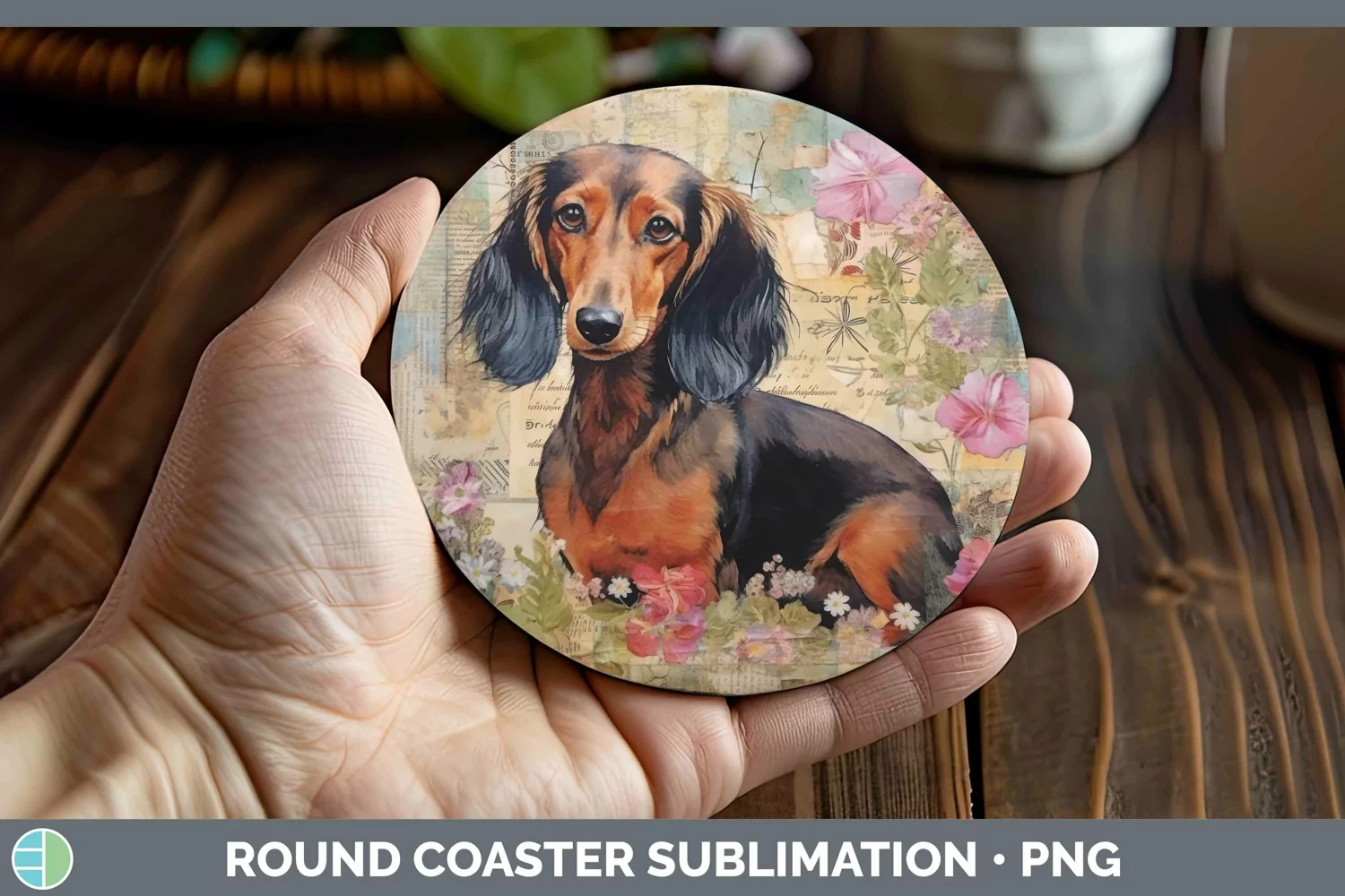 GorgeousVintage Decoupage Round Coaster design.