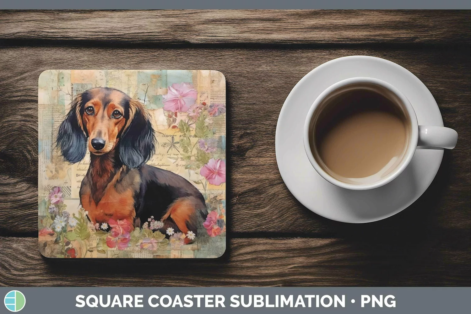 GorgeousVintage Decoupage Square Coaster design.