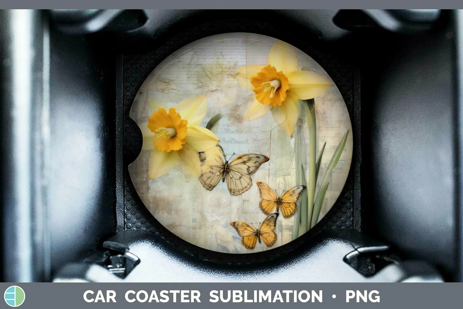 GorgeousVintage Decoupage Car Coaster design.