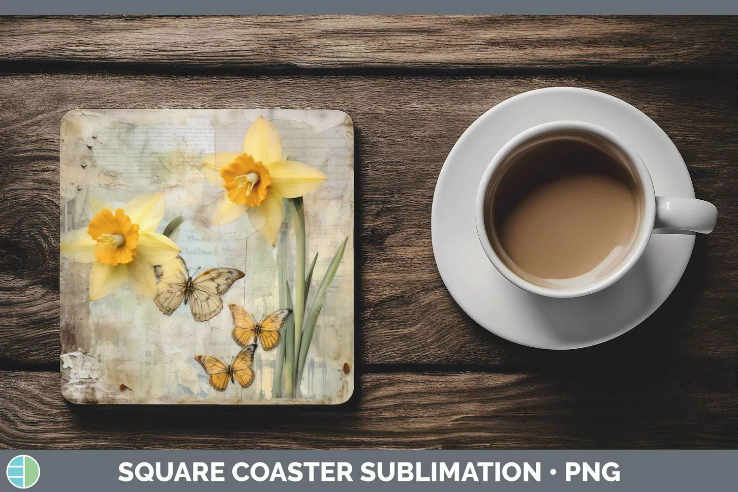 GorgeousVintage Decoupage Square Coaster design.
