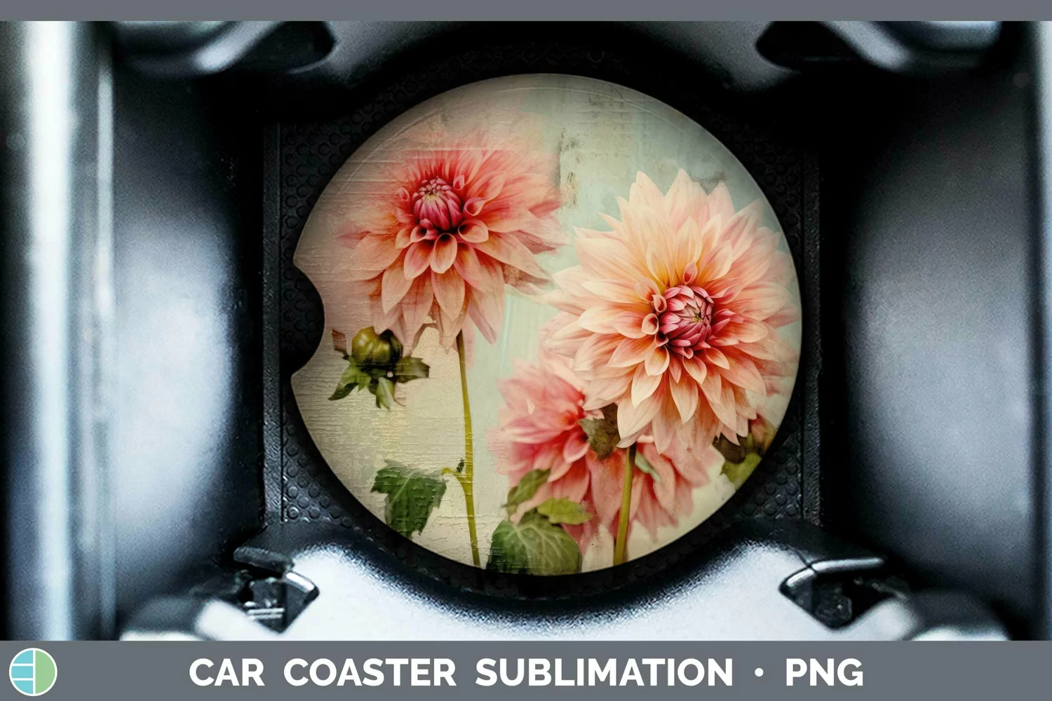 GorgeousVintage Decoupage Car Coaster design.