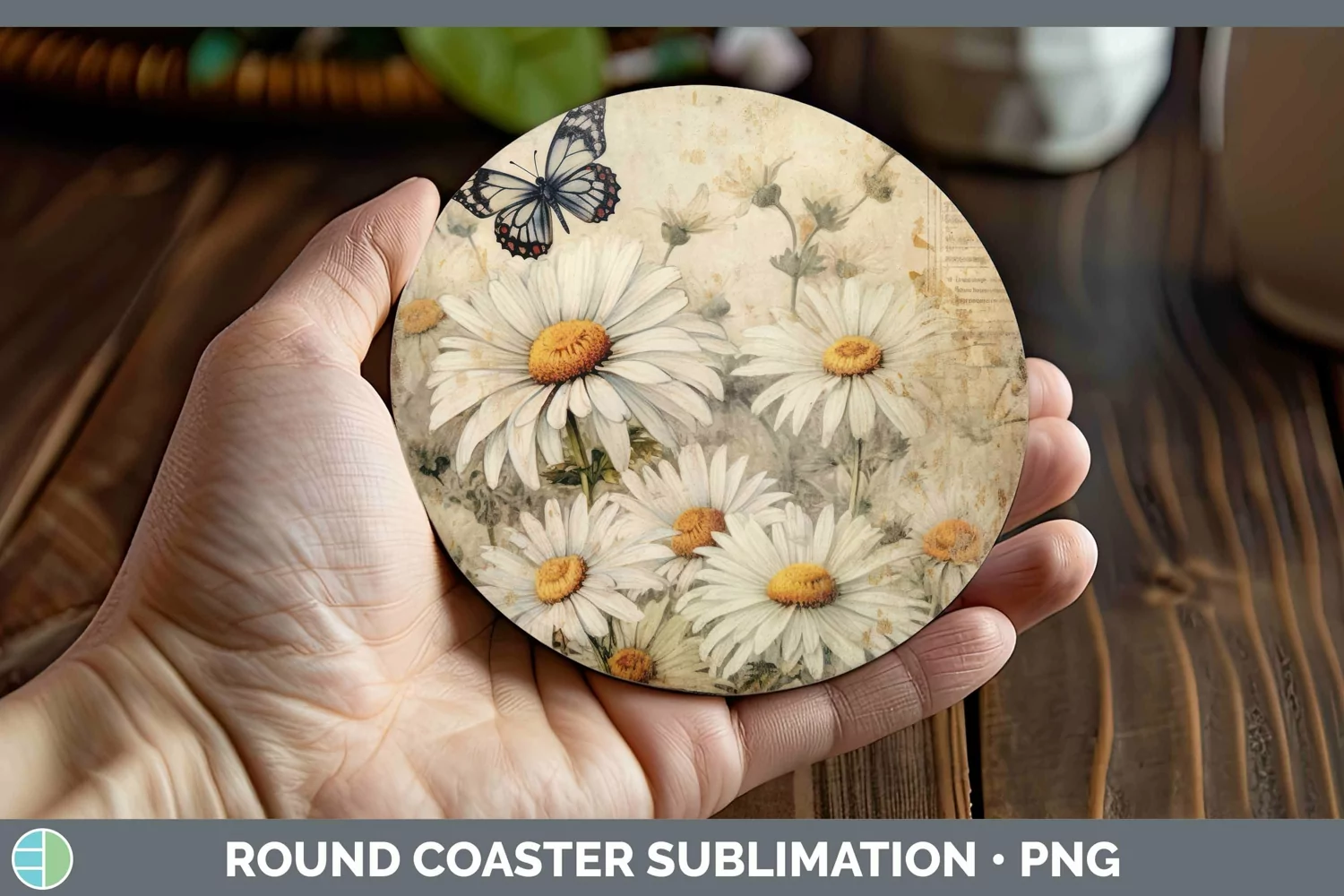 GorgeousVintage Decoupage Round Coaster design.