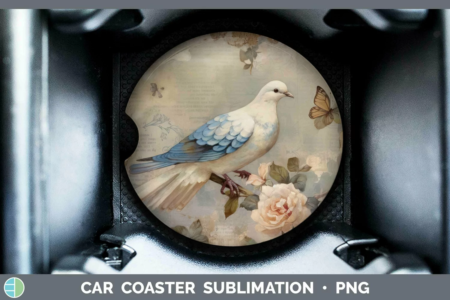GorgeousVintage Decoupage Car Coaster design.