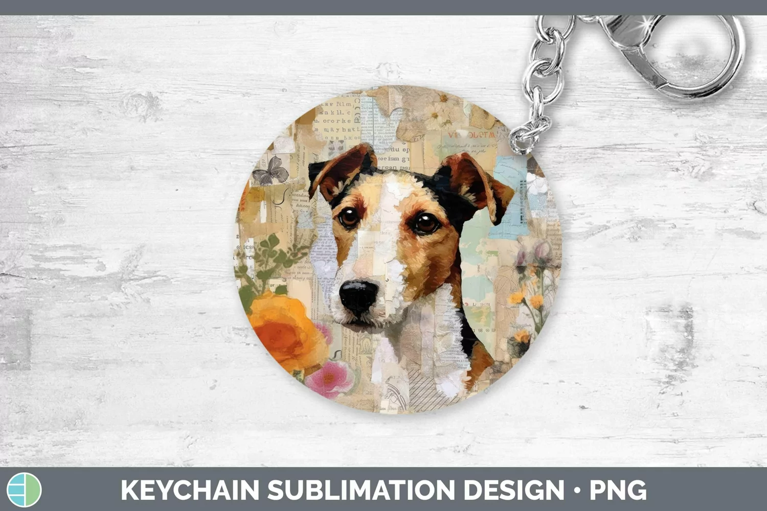 GorgeousVintage Decoupage Keychain design.