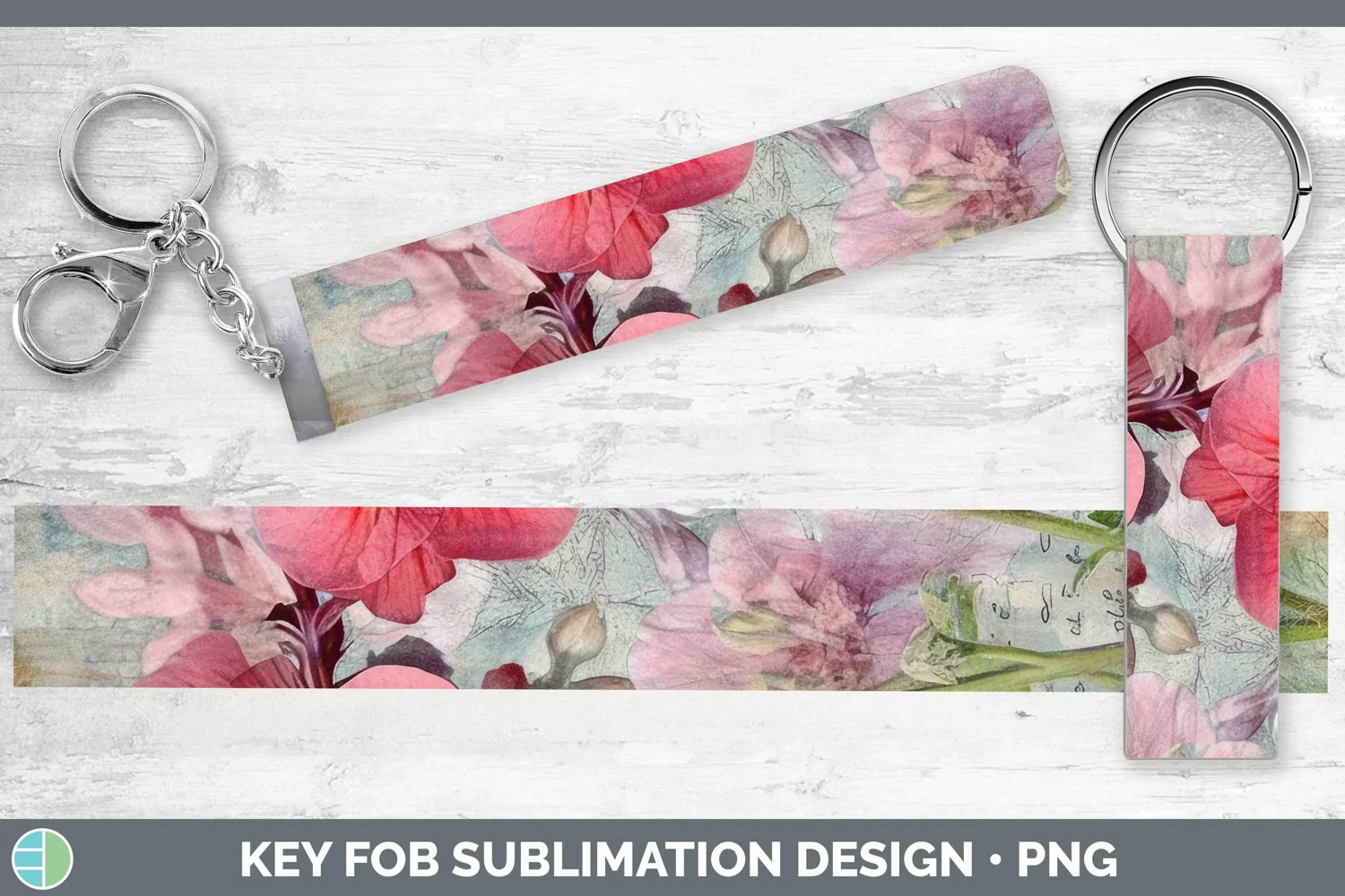 GorgeousVintage Decoupage Key Fob design.