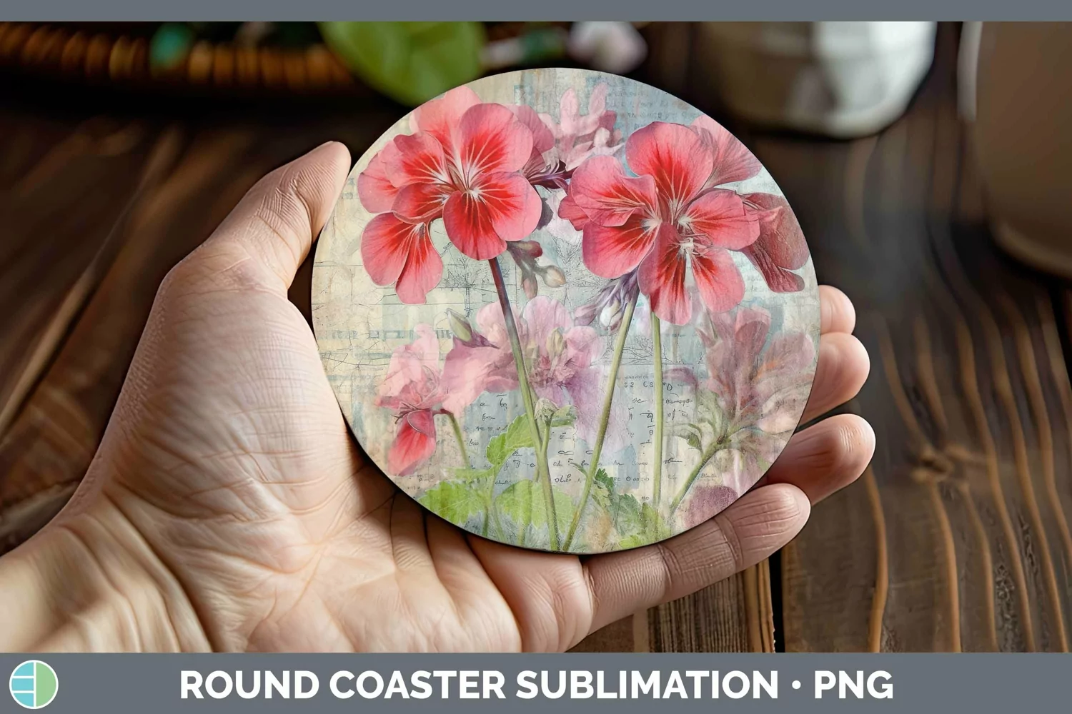 GorgeousVintage Decoupage Round Coaster design.
