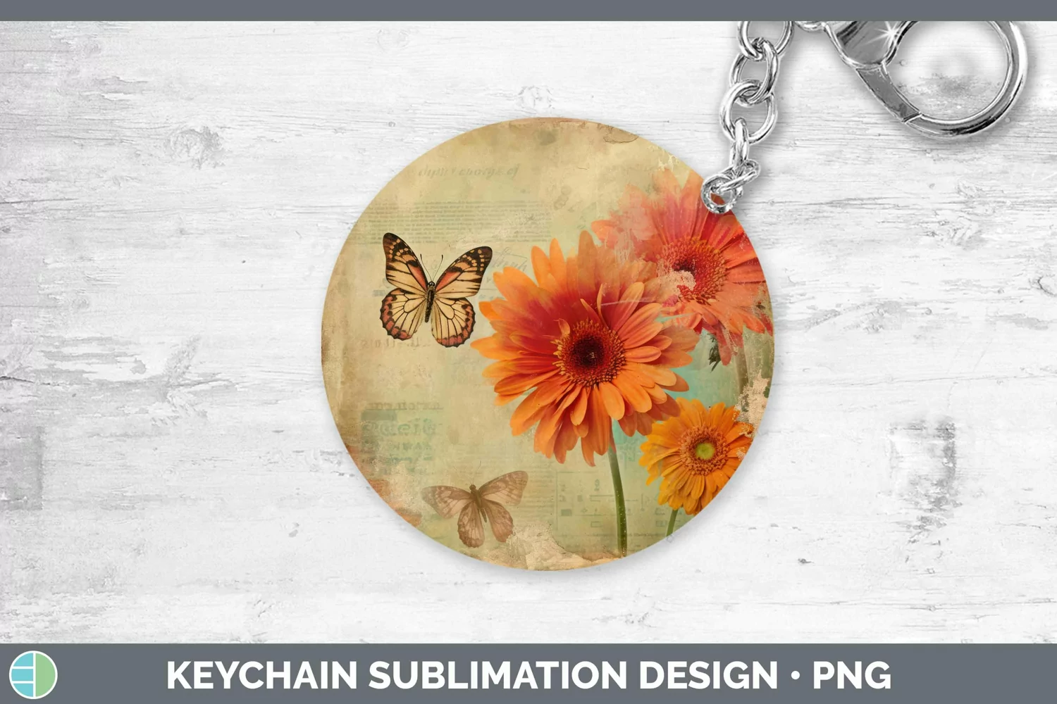 GorgeousVintage Decoupage Keychain design.