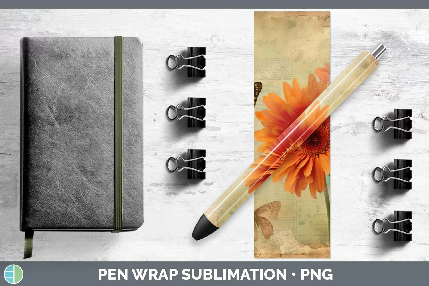 GorgeousVintage Decoupage Pen Wrap design.