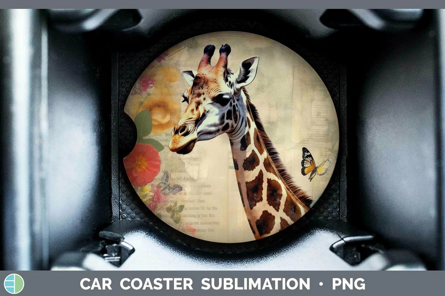 GorgeousVintage Decoupage Car Coaster design.