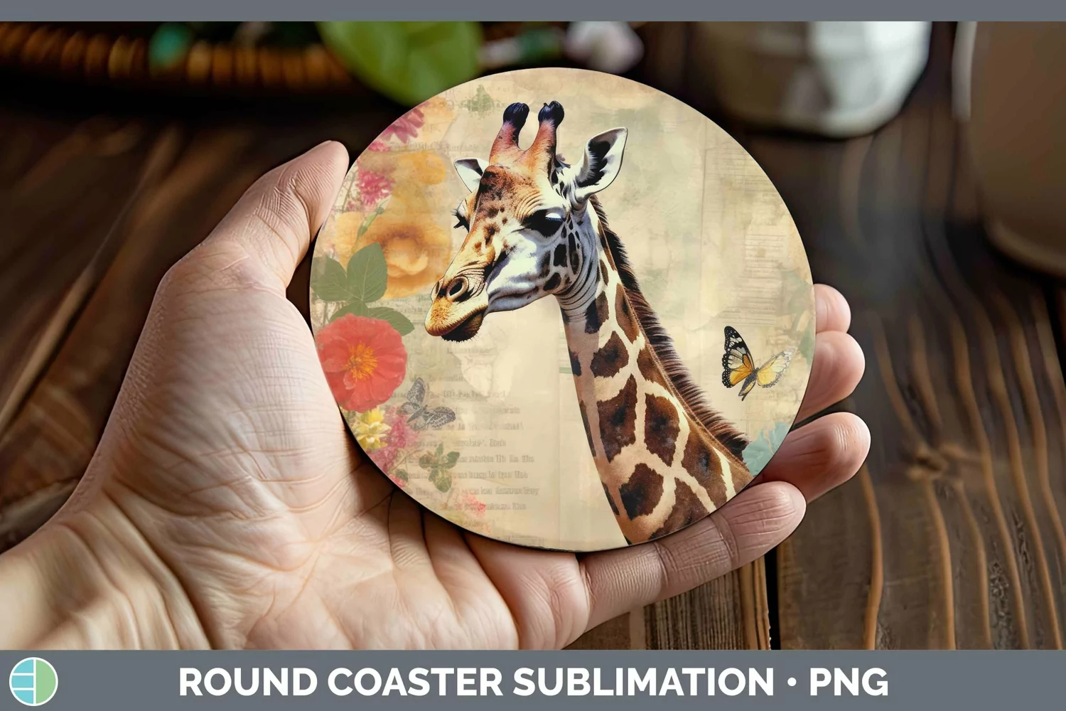 GorgeousVintage Decoupage Round Coaster design.