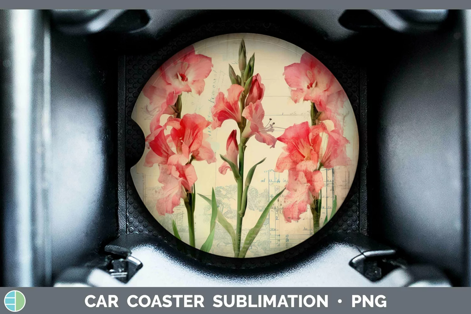 GorgeousVintage Decoupage Car Coaster design.